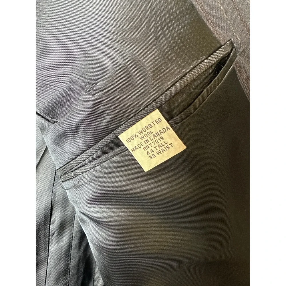 Pronto Uomo Mens Pinstripe Suit 44 Tall 39W Navy Blue Worsted Wool 2pc Canada